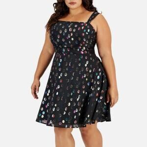 NWT City Studio Metallic Zipper Mini Fit Flare Party Dress Sexy Plus Size: 18W